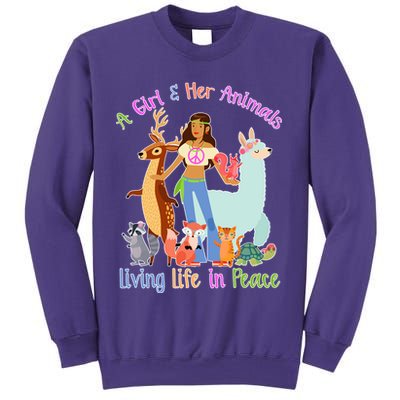 Hippie Girl And Her Animals Living Life Sweatshirt