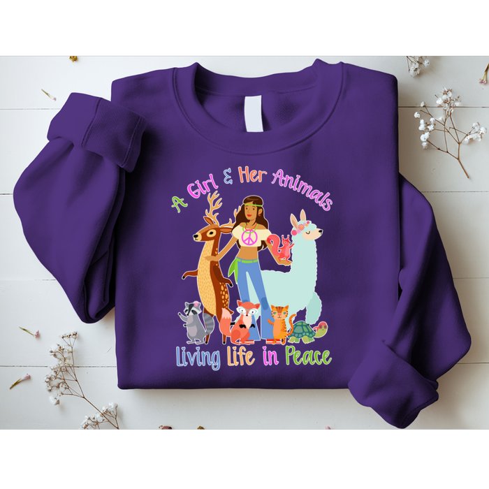 Hippie Girl And Her Animals Living Life Sweatshirt