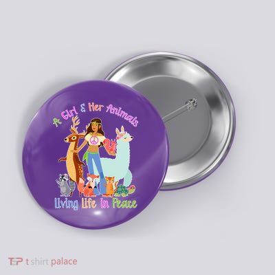 Hippie Girl And Her Animals Living Life Button