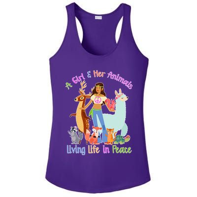 Hippie Girl And Her Animals Living Life Ladies PosiCharge Competitor Racerback Tank