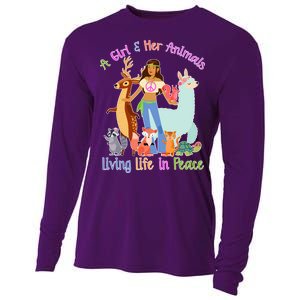 Hippie Girl And Her Animals Living Life Cooling Performance Long Sleeve Crew