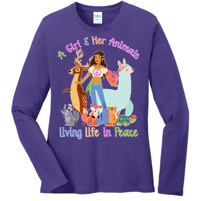 Hippie Girl And Her Animals Living Life Ladies Long Sleeve Shirt