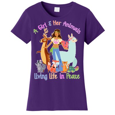 Hippie Girl And Her Animals Living Life Women's T-Shirt