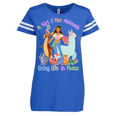 Hippie Girl And Her Animals Living Life Enza Ladies Jersey Football T-Shirt