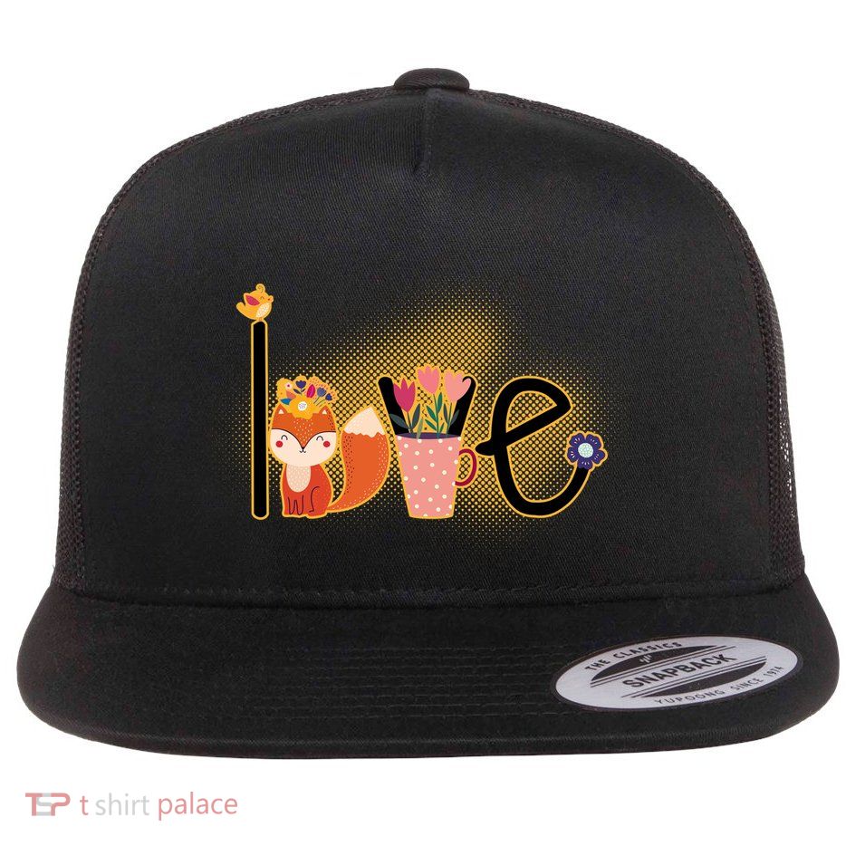 Hippie Love Spring Flat Bill Trucker Hat