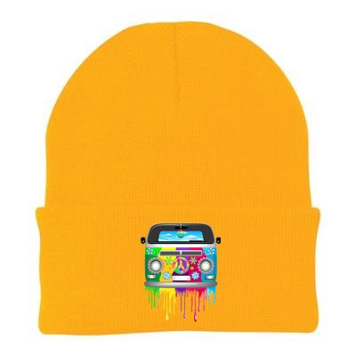 Hippie Van Dripping Rainbow Knit Cap Winter Beanie