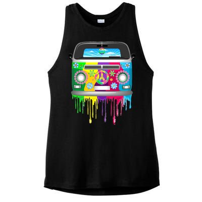 Hippie Van Dripping Rainbow Ladies PosiCharge Tri-Blend Wicking Tank