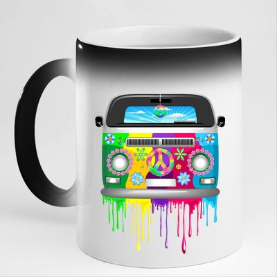 Hippie Van Dripping Rainbow 11oz Black Color Changing Mug