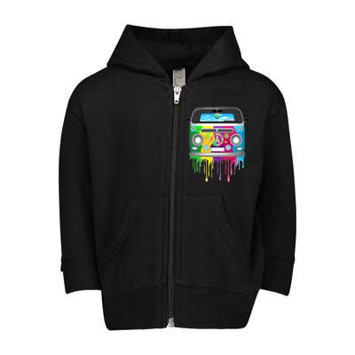 Hippie Van Dripping Rainbow Toddler Zip Fleece Hoodie