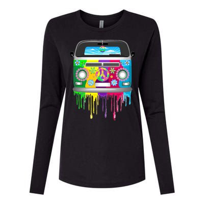 Hippie Van Dripping Rainbow Womens Cotton Relaxed Long Sleeve T-Shirt