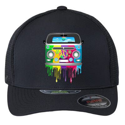 Hippie Van Dripping Rainbow Flexfit Unipanel Trucker Cap