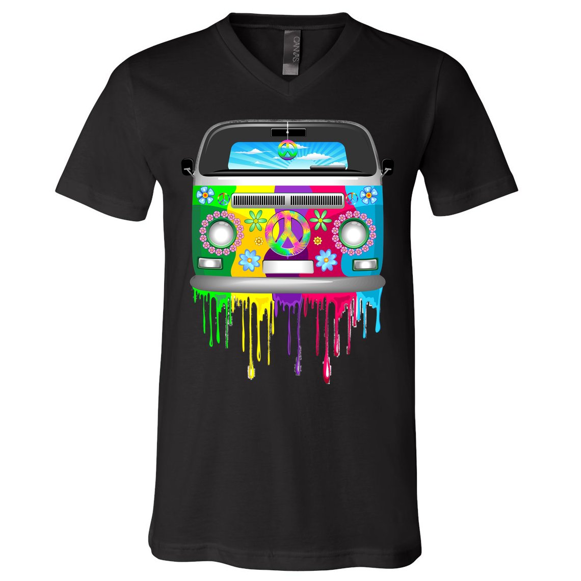 Hippie Van Dripping Rainbow V-Neck T-Shirt