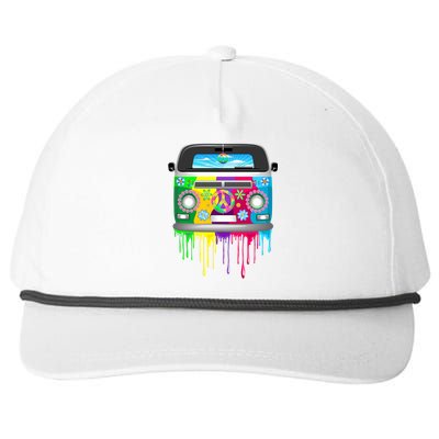 Hippie Van Dripping Rainbow Snapback Five-Panel Rope Hat