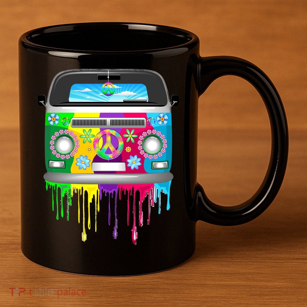 Hippie Van Dripping Rainbow 11oz C Handle Ceramic Mug