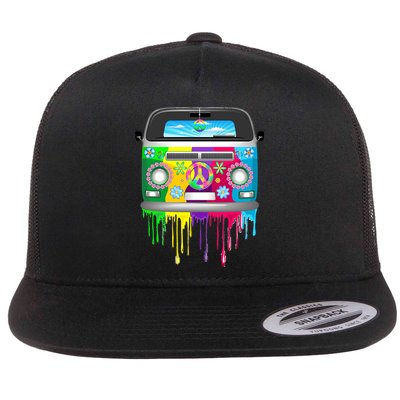 Hippie Van Dripping Rainbow Flatbill Hat