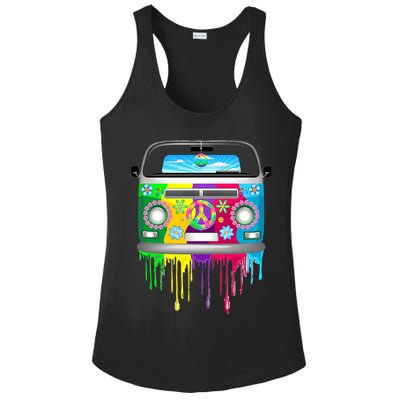 Hippie Van Dripping Rainbow Ladies PosiCharge Competitor Racerback Tank