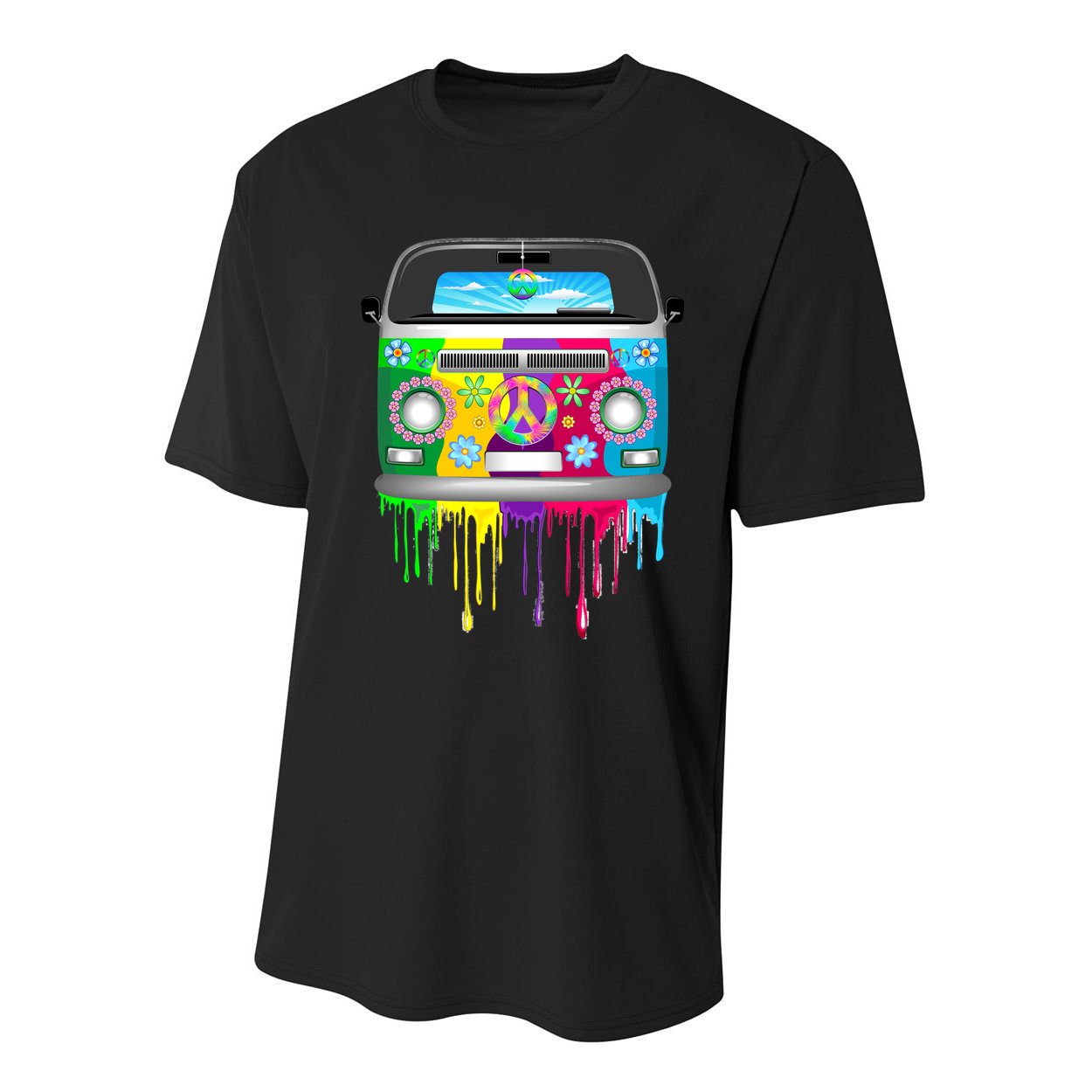 Hippie Van Dripping Rainbow Youth Performance Sprint T-Shirt