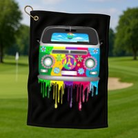 Hippie Van Dripping Rainbow Golf Towel