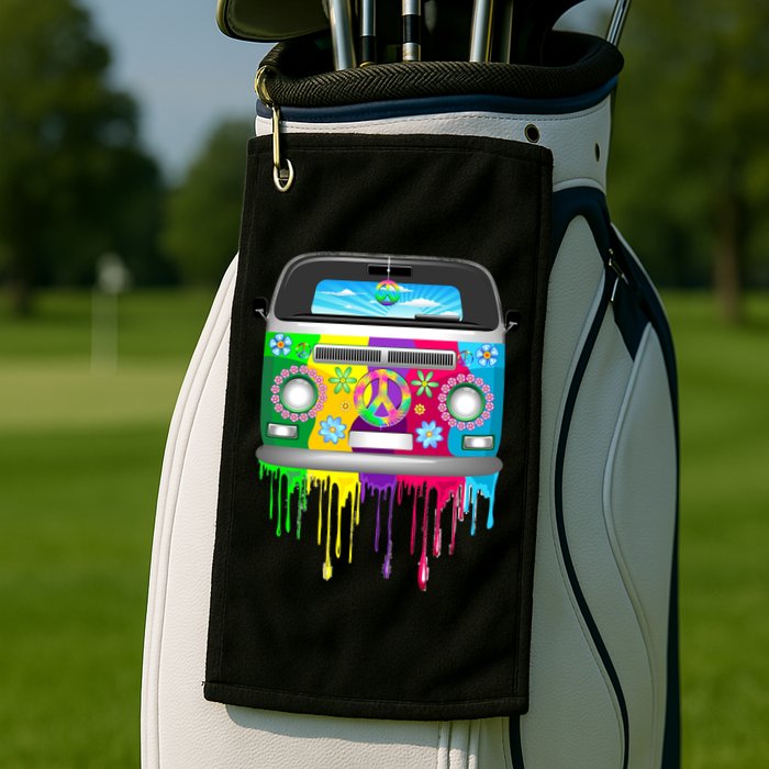 Hippie Van Dripping Rainbow Golf Towel