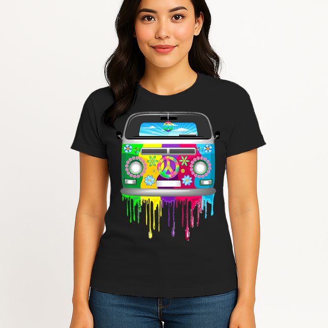 Hippie Van Dripping Rainbow Womens T-Shirt