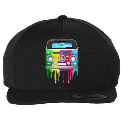 Hippie Van Dripping Rainbow Wool Snapback Cap