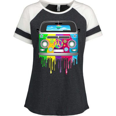 Hippie Van Dripping Rainbow Enza Ladies Jersey Colorblock Tee