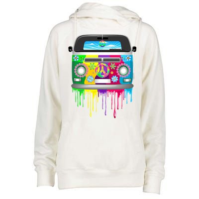 Hippie Van Dripping Rainbow Womens Funnel Neck Pullover Hood