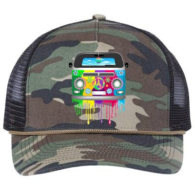 Hippie Van Dripping Rainbow Retro Rope Trucker Hat Cap