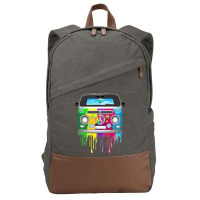 Hippie Van Dripping Rainbow Cotton Canvas Backpack