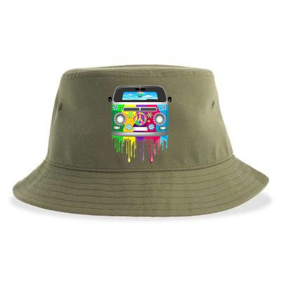 Hippie Van Dripping Rainbow Sustainable Bucket Hat