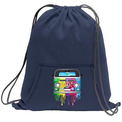 Hippie Van Dripping Rainbow Sweatshirt Cinch Pack Bag