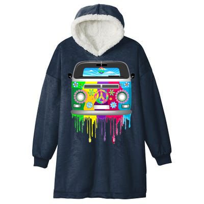 Hippie Van Dripping Rainbow Hooded Wearable Blanket