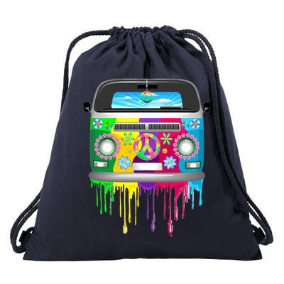 Hippie Van Dripping Rainbow Drawstring Bag