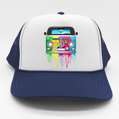 Hippie Van Dripping Rainbow Trucker Hat