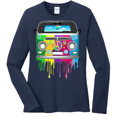 Hippie Van Dripping Rainbow Ladies Long Sleeve Shirt