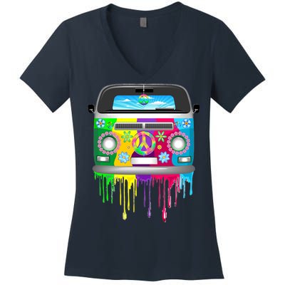 Hippie Van Dripping Rainbow Women's V-Neck T-Shirt