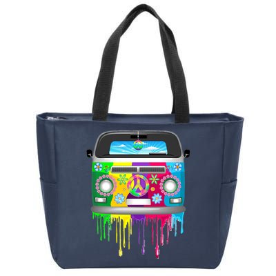 Hippie Van Dripping Rainbow Zip Tote Bag