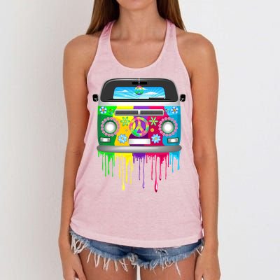 Hippie Van Dripping Rainbow Women's Knotted Racerback Tank