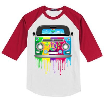 Hippie Van Dripping Rainbow Kids Colorblock Raglan Jersey