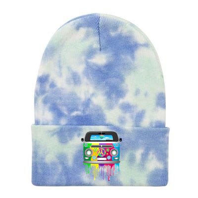 Hippie Van Dripping Rainbow Tie Dye 12in Knit Beanie