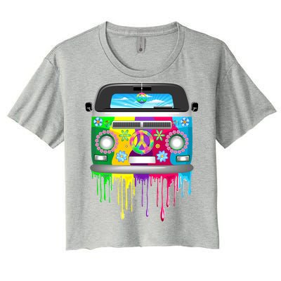 Hippie Van Dripping Rainbow Women's Crop Top Tee