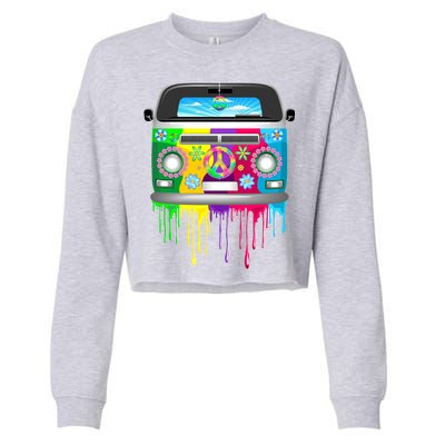 Hippie Van Dripping Rainbow Cropped Pullover Crew