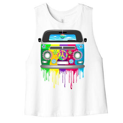 Hippie Van Dripping Rainbow Women's Racerback Cropped Tank