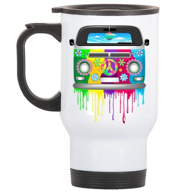 Hippie Van Dripping Rainbow Stainless Steel Travel Mug