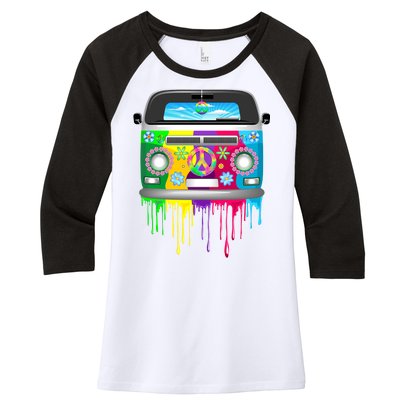 Hippie Van Dripping Rainbow Women's Tri-Blend 3/4-Sleeve Raglan Shirt