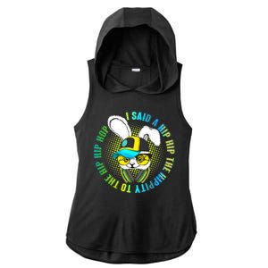 Hippity Hip Hop Bunny Ladies PosiCharge Tri-Blend Wicking Draft Hoodie Tank