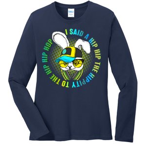 Hippity Hip Hop Bunny Ladies Long Sleeve Shirt