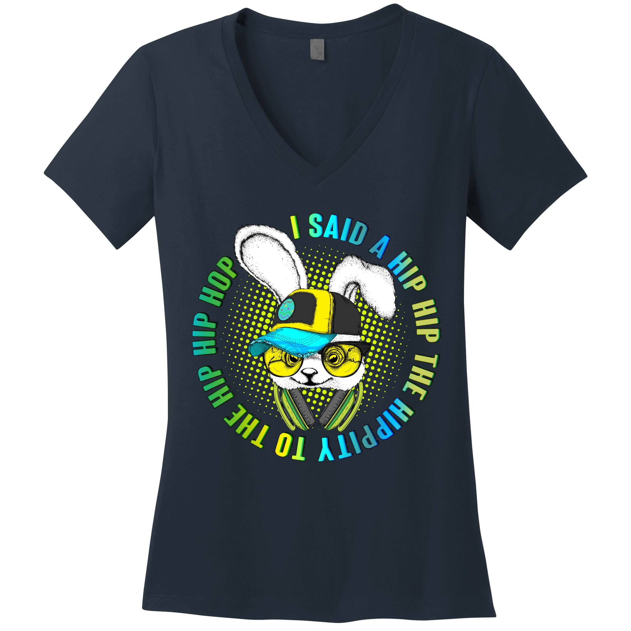 Hippity Hip Hop Bunny Women's V-Neck T-Shirt