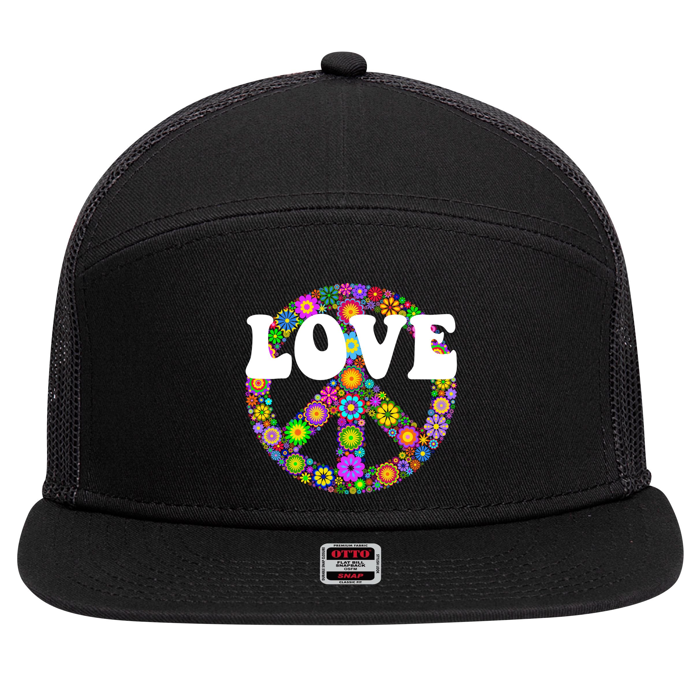 Hippy Love 7 Panel Mesh Trucker Snapback Hat