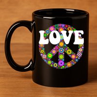 Hippy Love 11oz C Handle Ceramic Mug